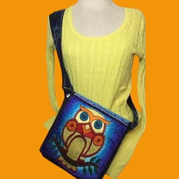 New with tags! BOHO OWL CROSSBODY EMBROIDERY BAG - Picture 1 of 7